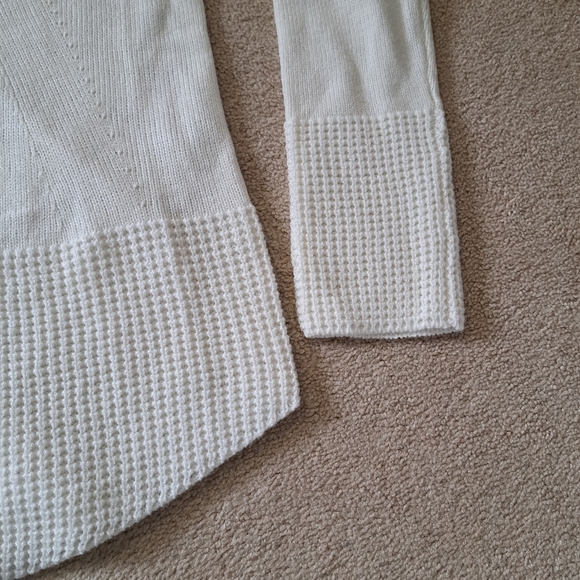 Calvin Klein Cowl Neck Sweater Cream Women's Small Long Sleeved Waffle Knit - Picture 13 of 15